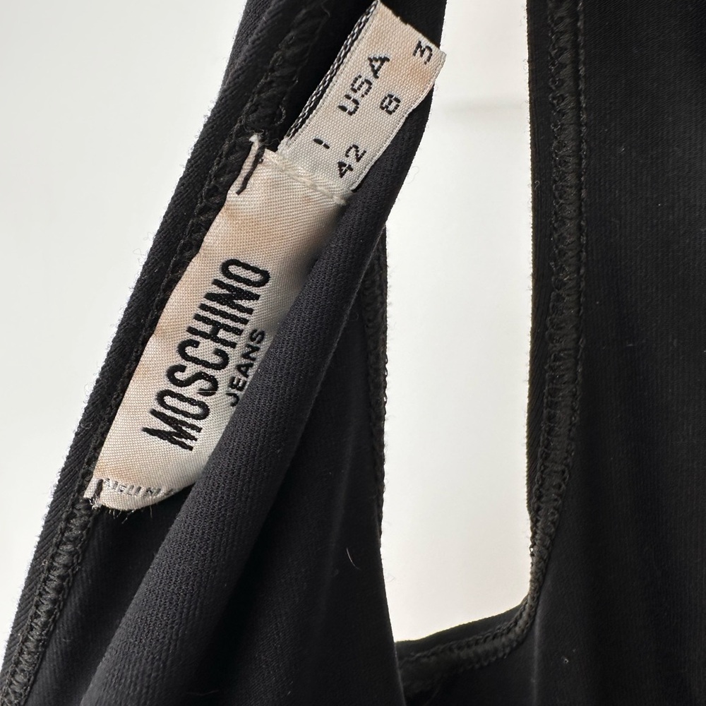 Vintage Moschino Women's Logo Wrap Tank Size 42 Black Made In Italy Y2K 2000s - Picture 5 of 8